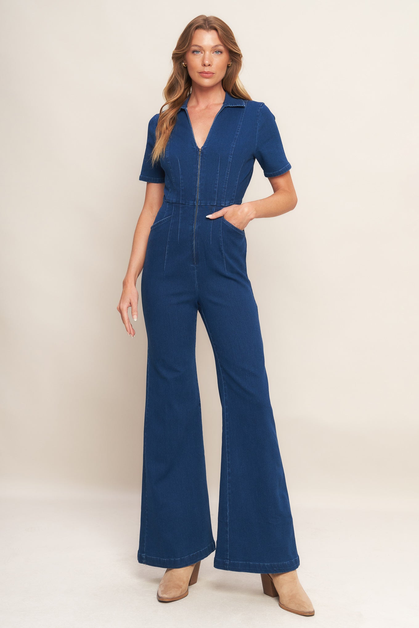 SHY GIRL MEDIUM INDIGO DENIM JUMPSUIT