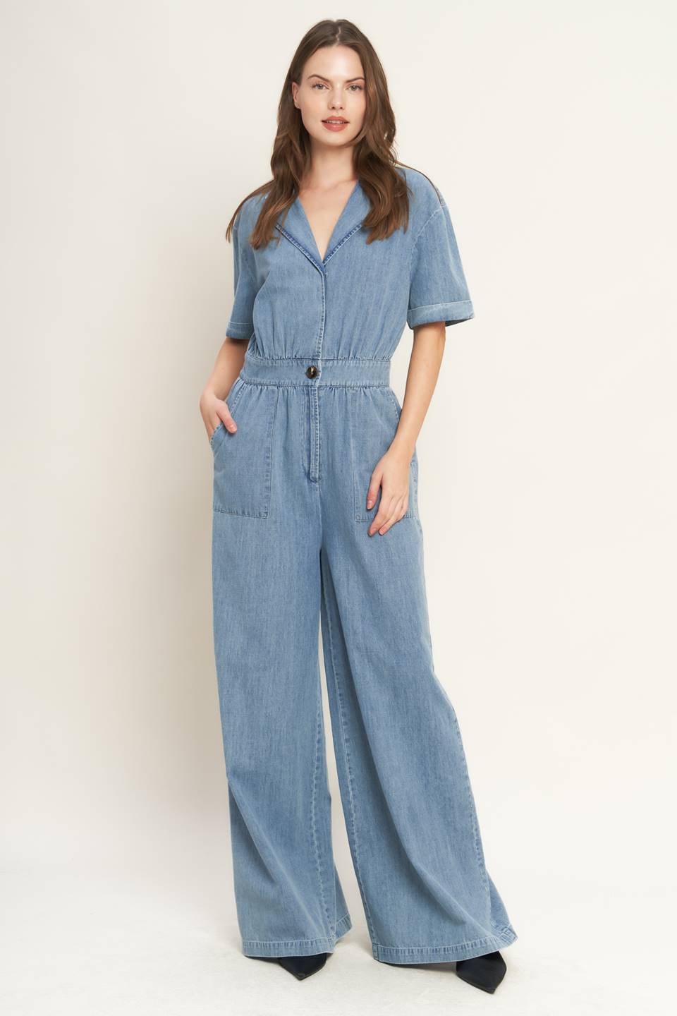 QUIET LUXURY LIGHTWEIGHT DENIM JUMPSUIT