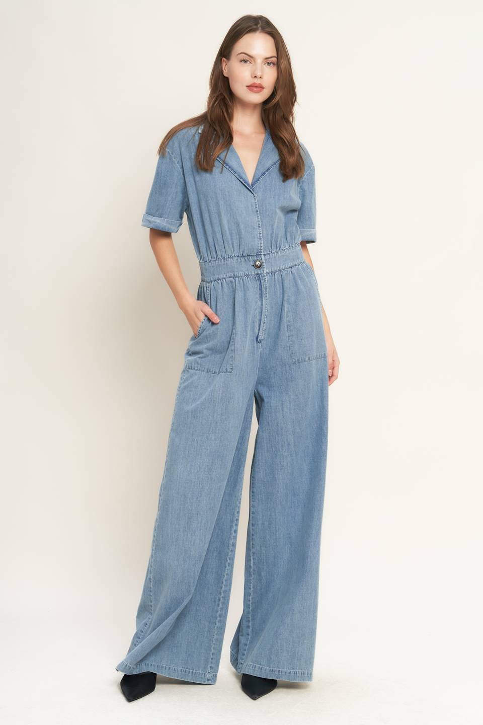 QUIET LUXURY LIGHTWEIGHT DENIM JUMPSUIT