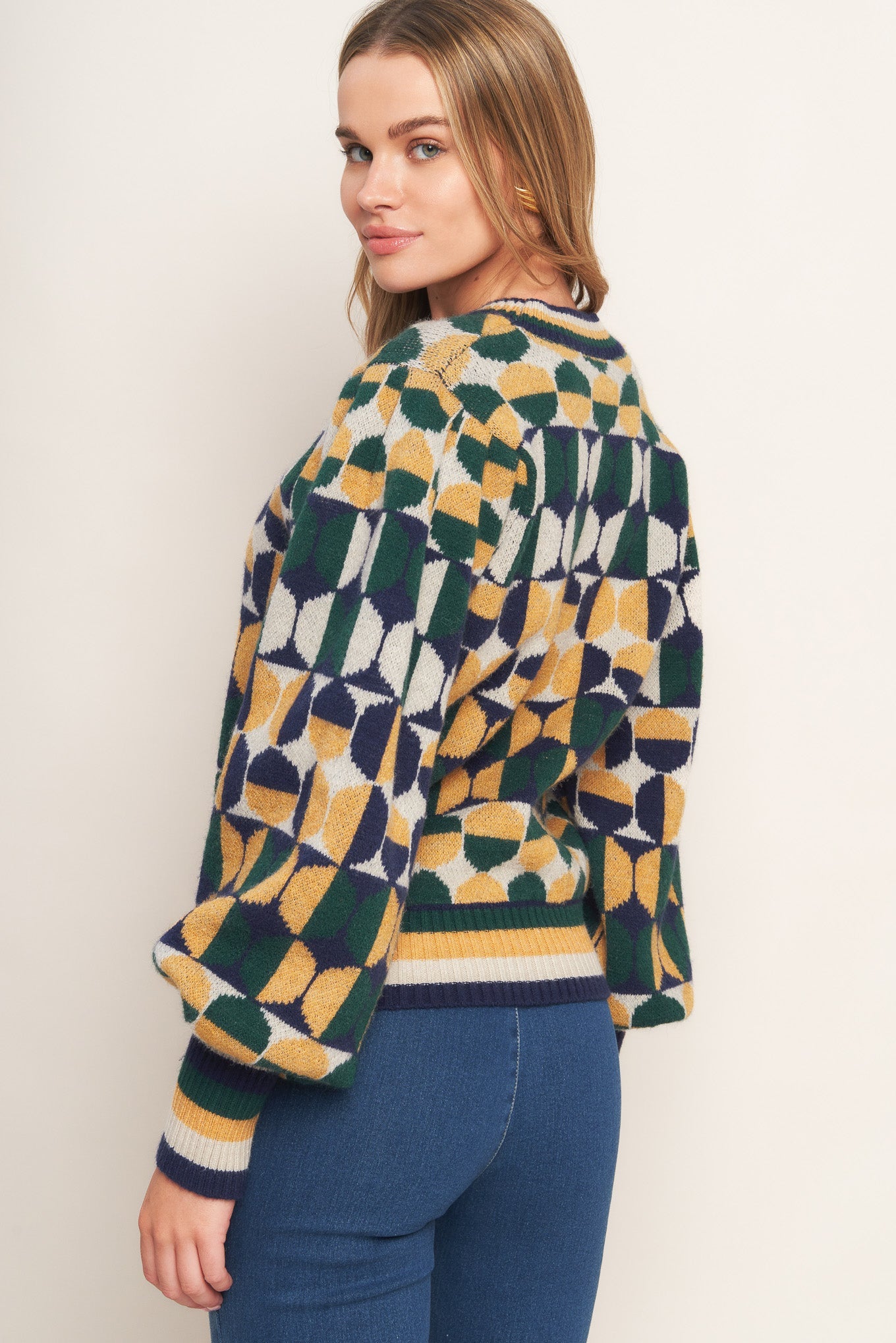 CHEER YOU ON JACQUARD SWEATER TOP