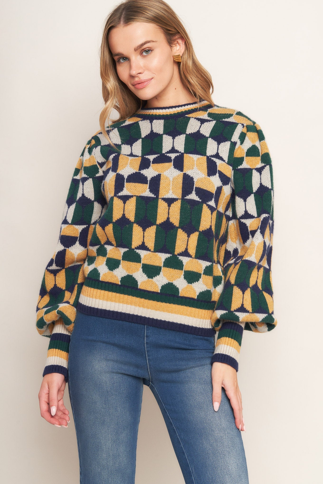 CHEER YOU ON JACQUARD SWEATER TOP
