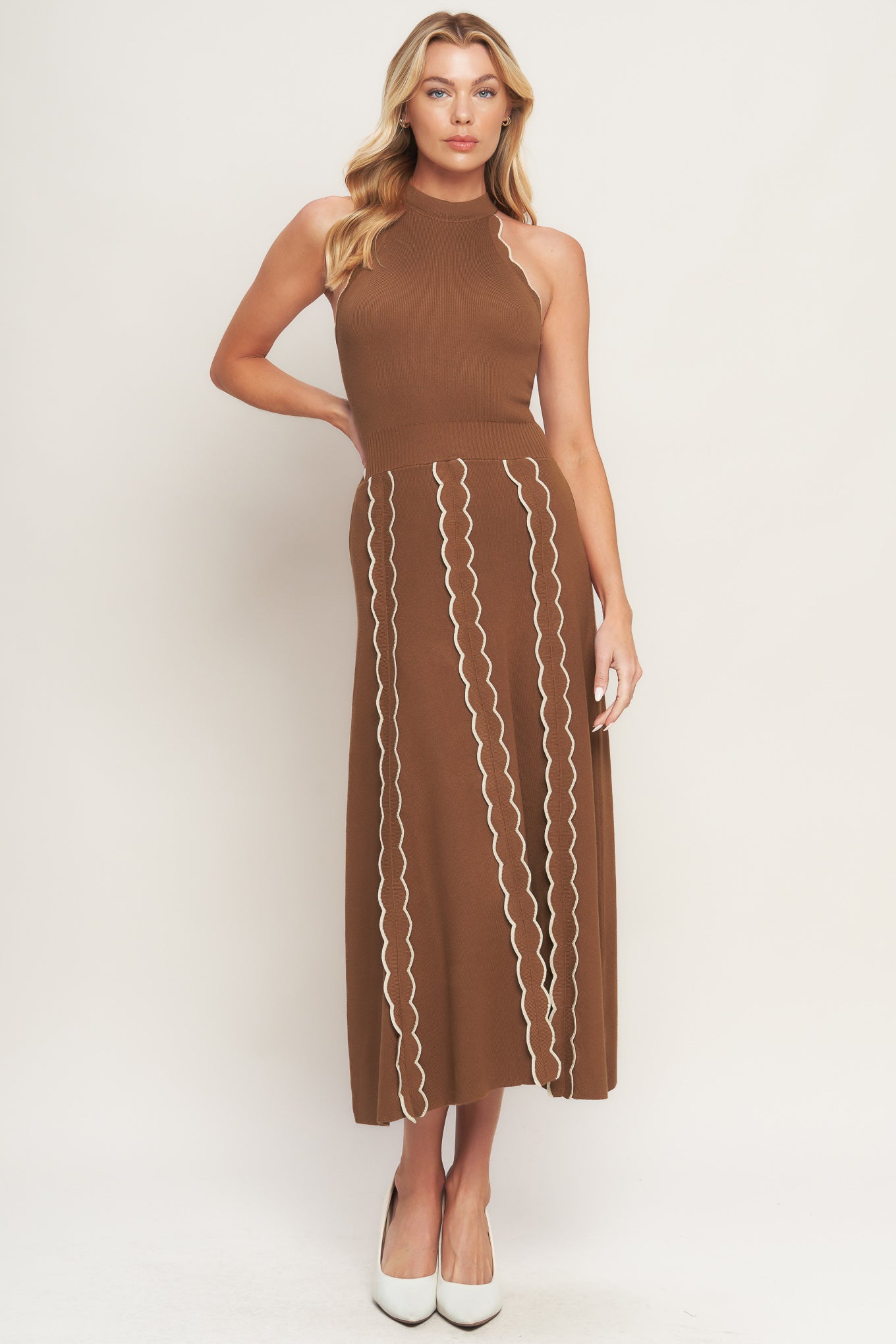 TIME FOR CHEER TERRACOTTA SWEATER MIDI DRESS