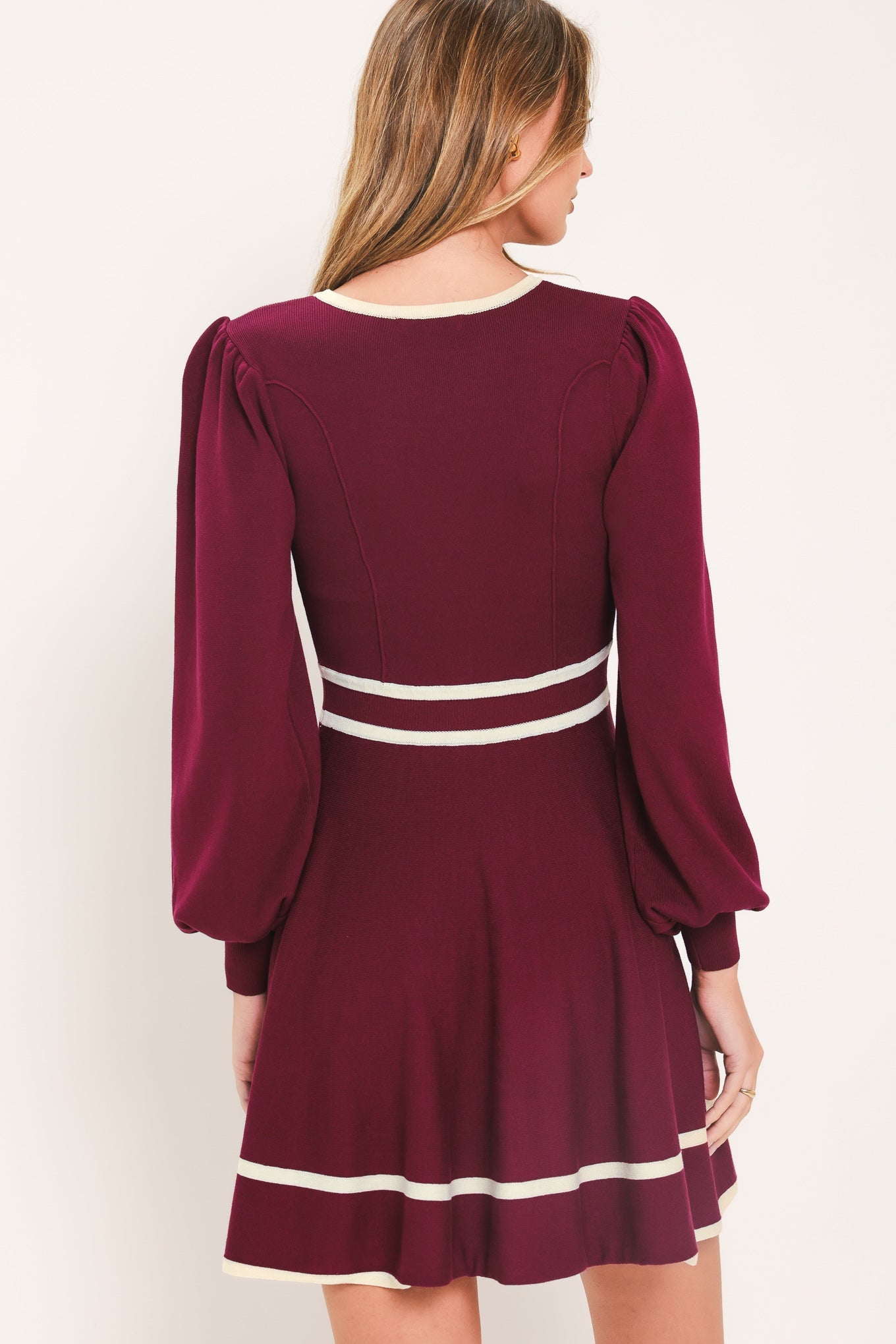 MERLOT IVORY MOMENT SWEATER MINI DRESS