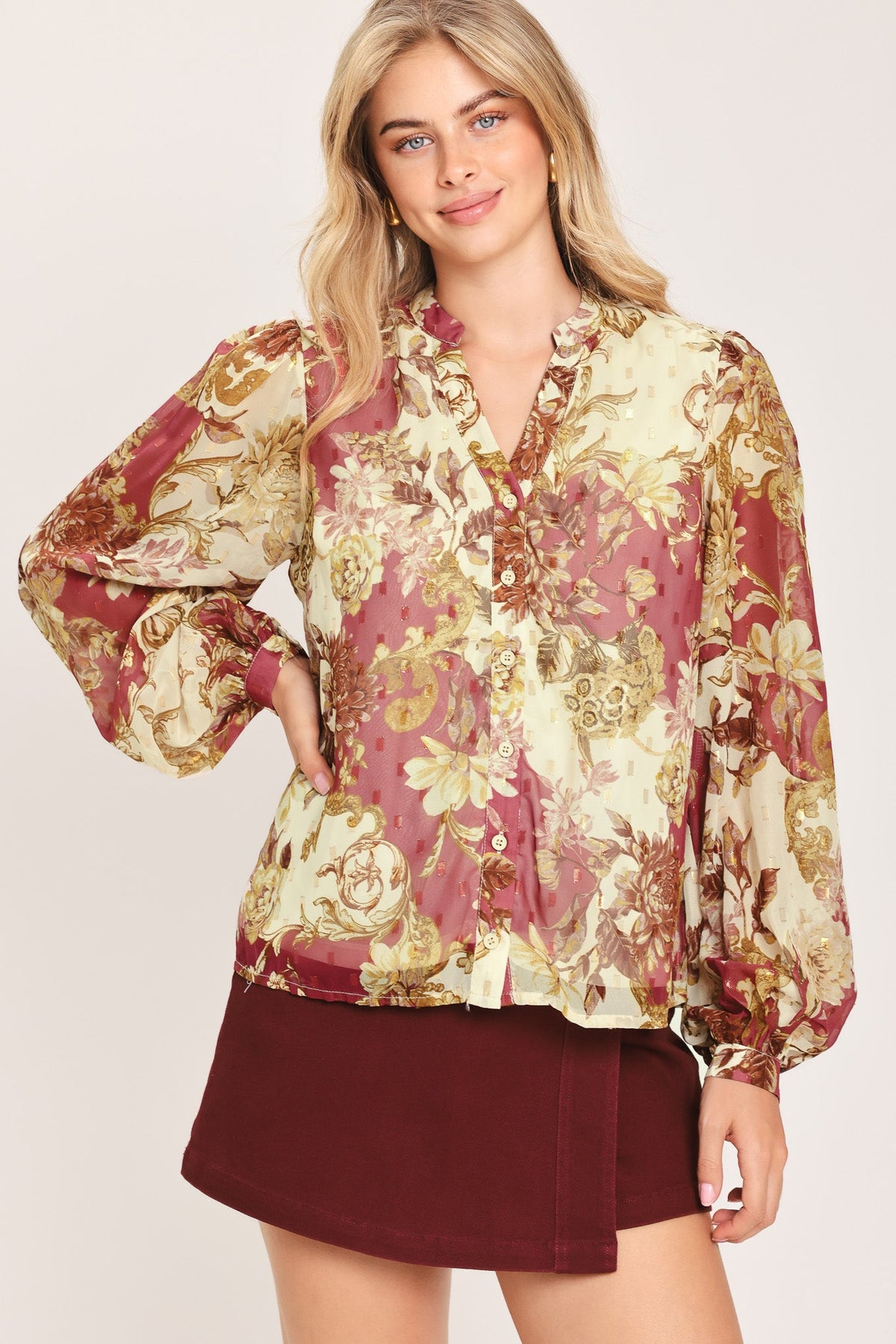 CHATEAU FLORAL WOVEN TOP