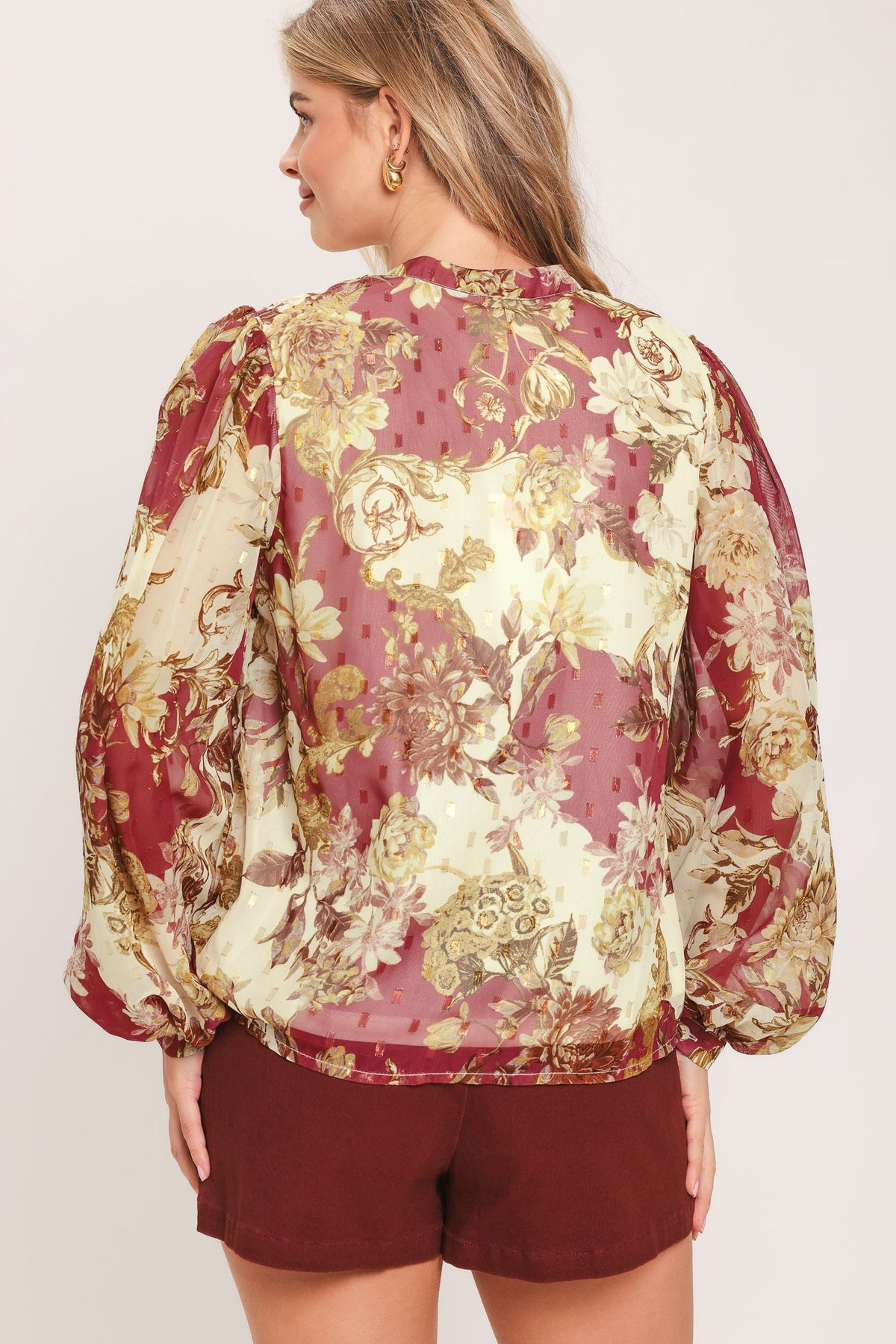 CHATEAU FLORAL WOVEN TOP