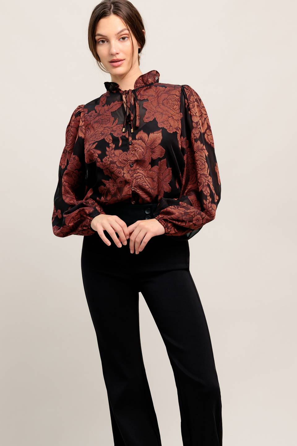 JUST DARK ENOUGH TO FEEL SPECIAL WOVEN TOP