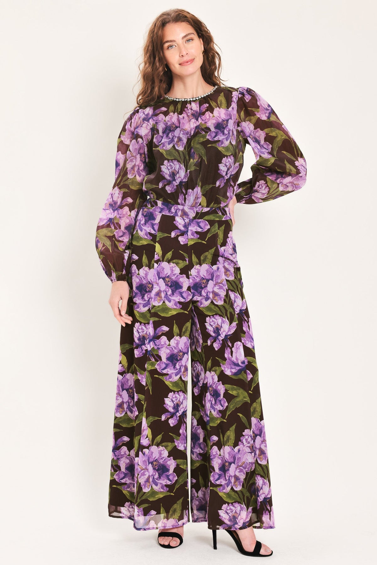 VINTAGE MERLOT WINE/PURPLE PRINTED TOP