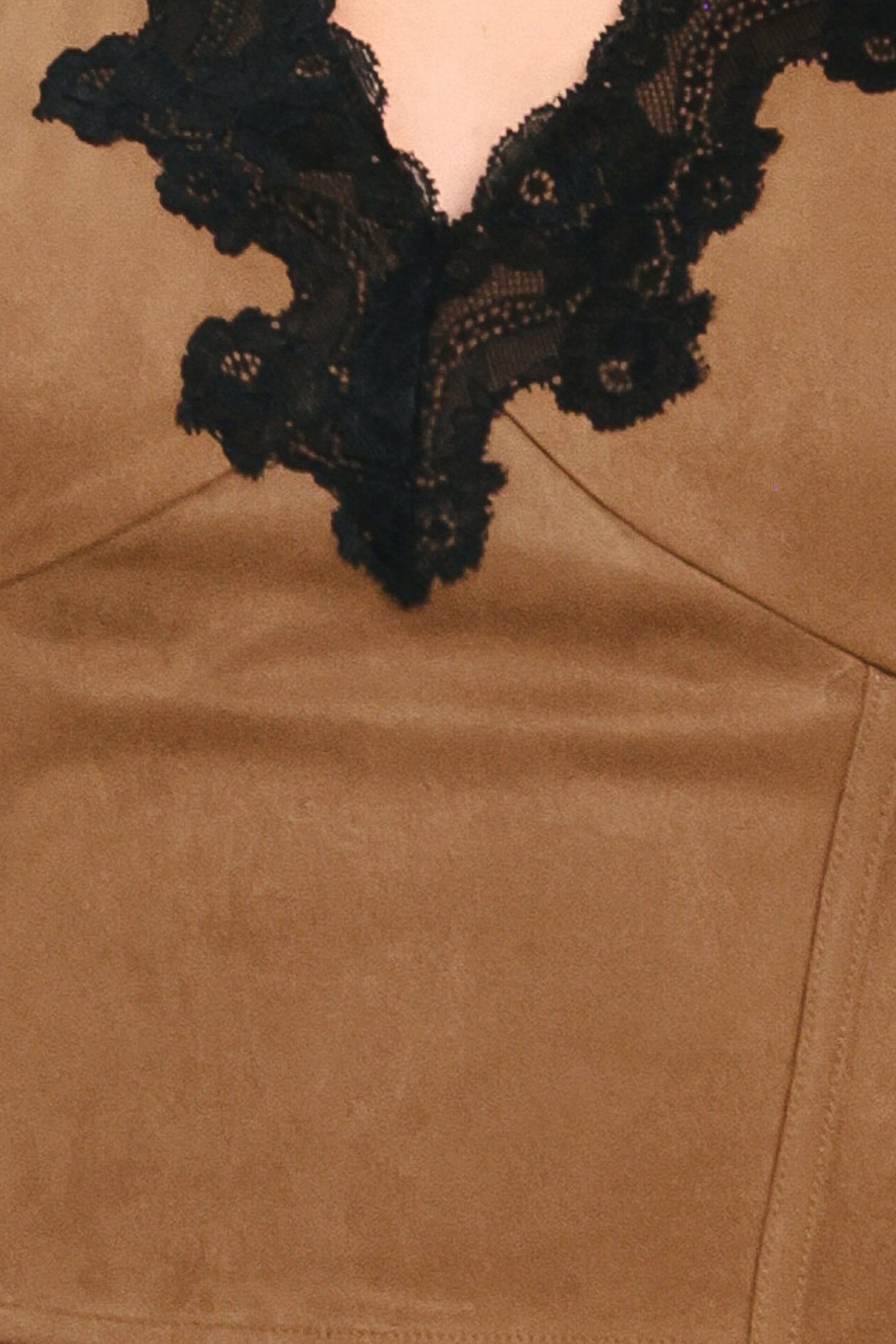 UMBER LACE AFTERGLOW FAUX SUEDE CROP TOP