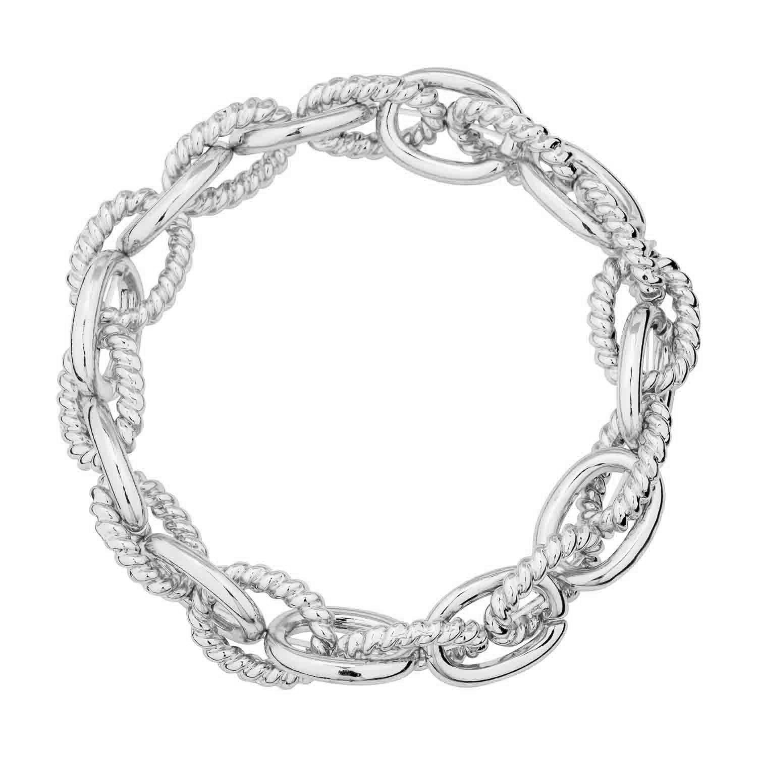 Link Fusion Textured Link Chain Stretch Bracelet