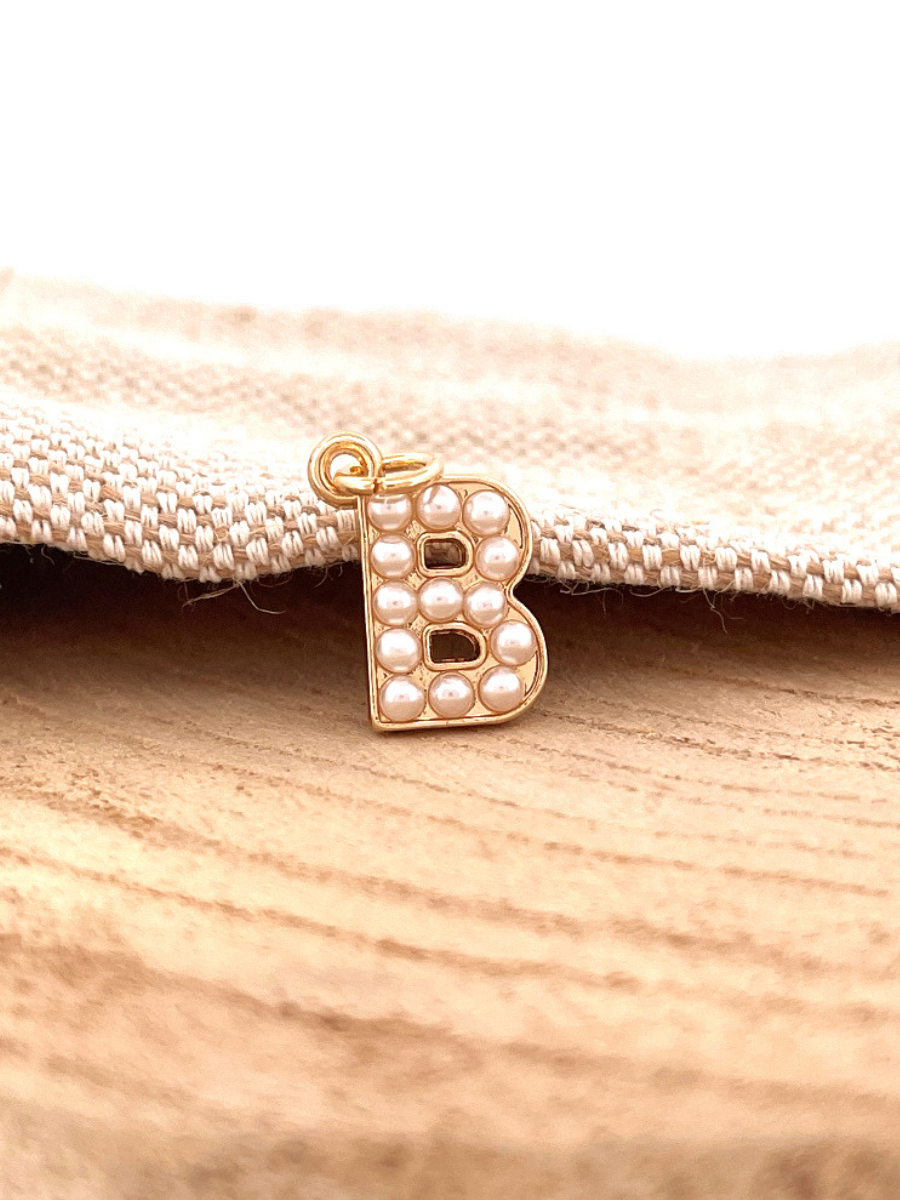 Lovely Luster Pearl Initial Charm A-Z