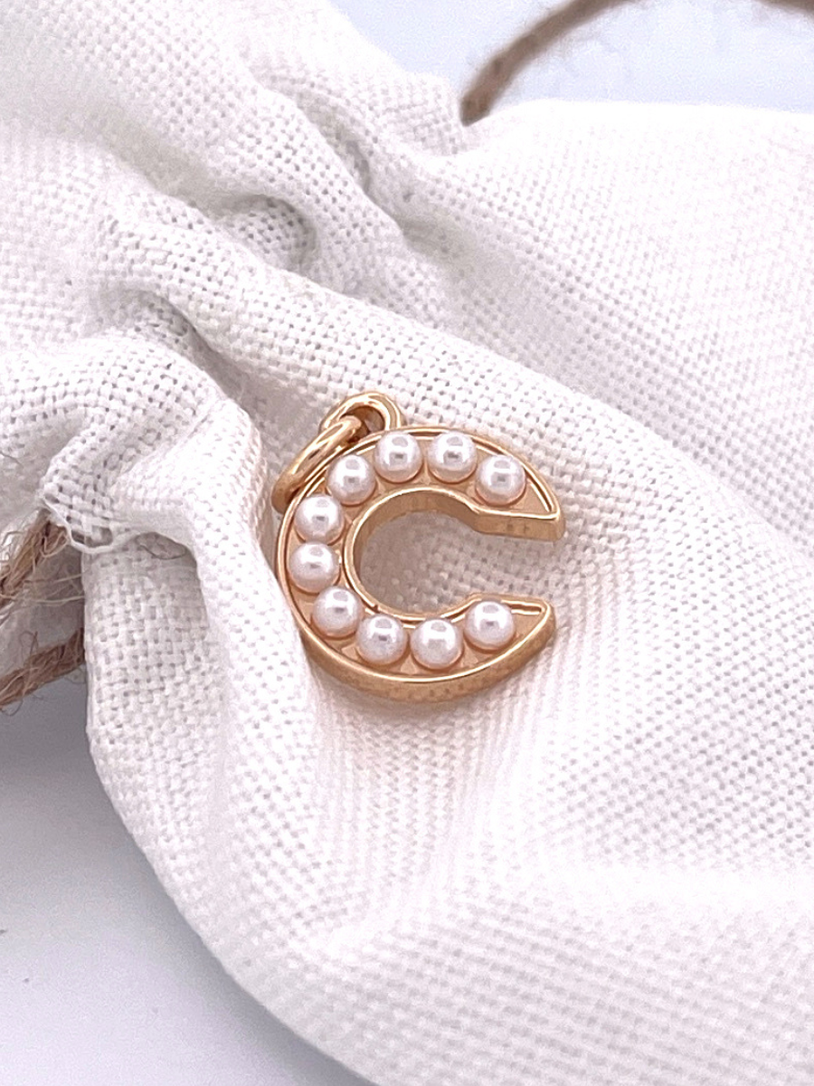 Lovely Luster Pearl Initial Charm A-Z