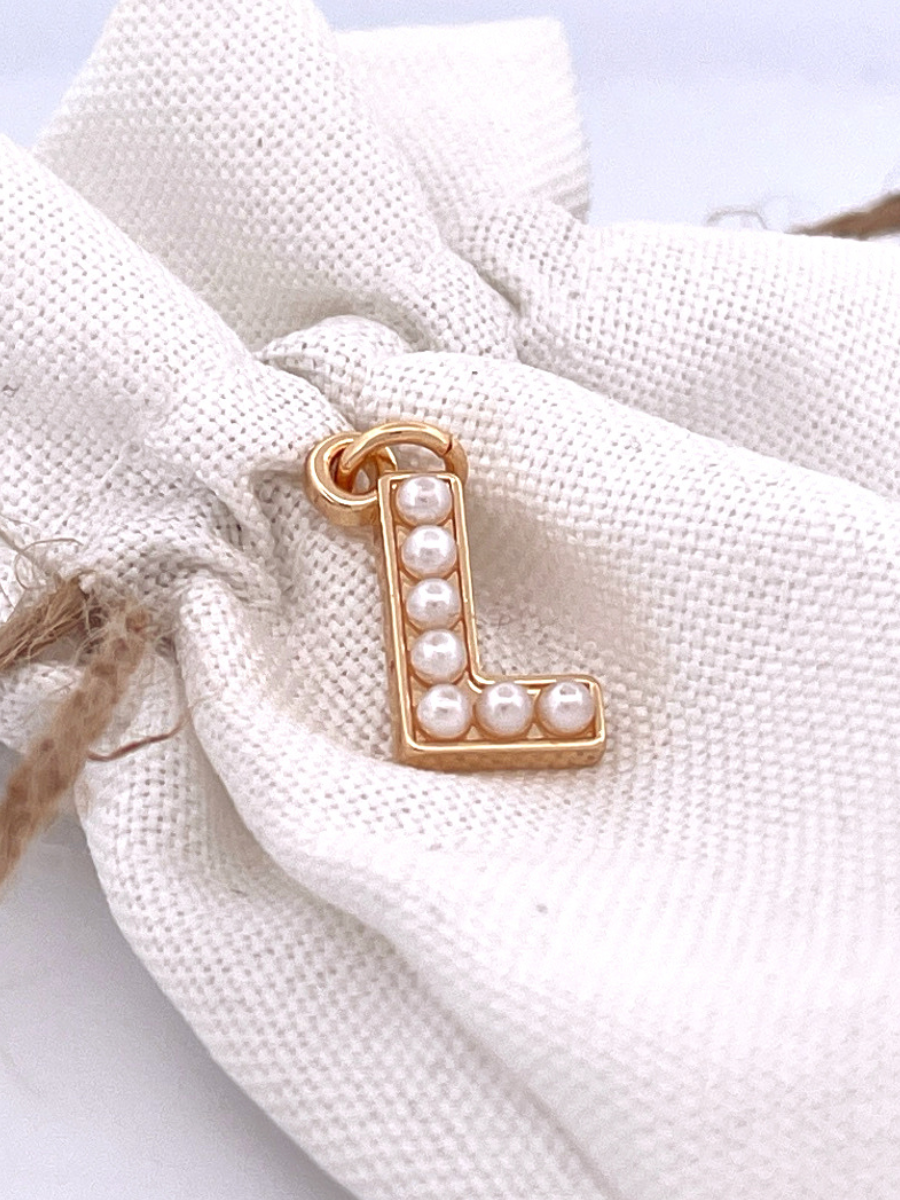 Lovely Luster Pearl Initial Charm A-Z