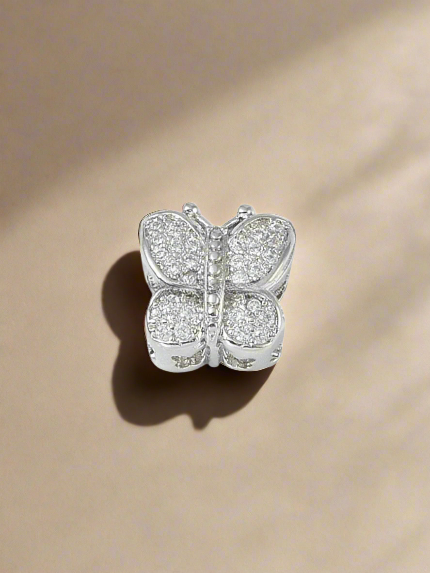 Butterfly Micro Pave Clear CZ Threader Charm