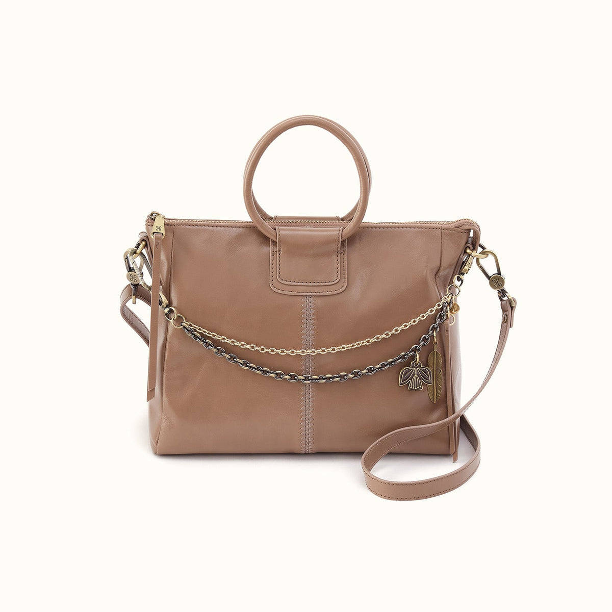 Sheila Medium Satchel In Polished Leather - Woodsmoke