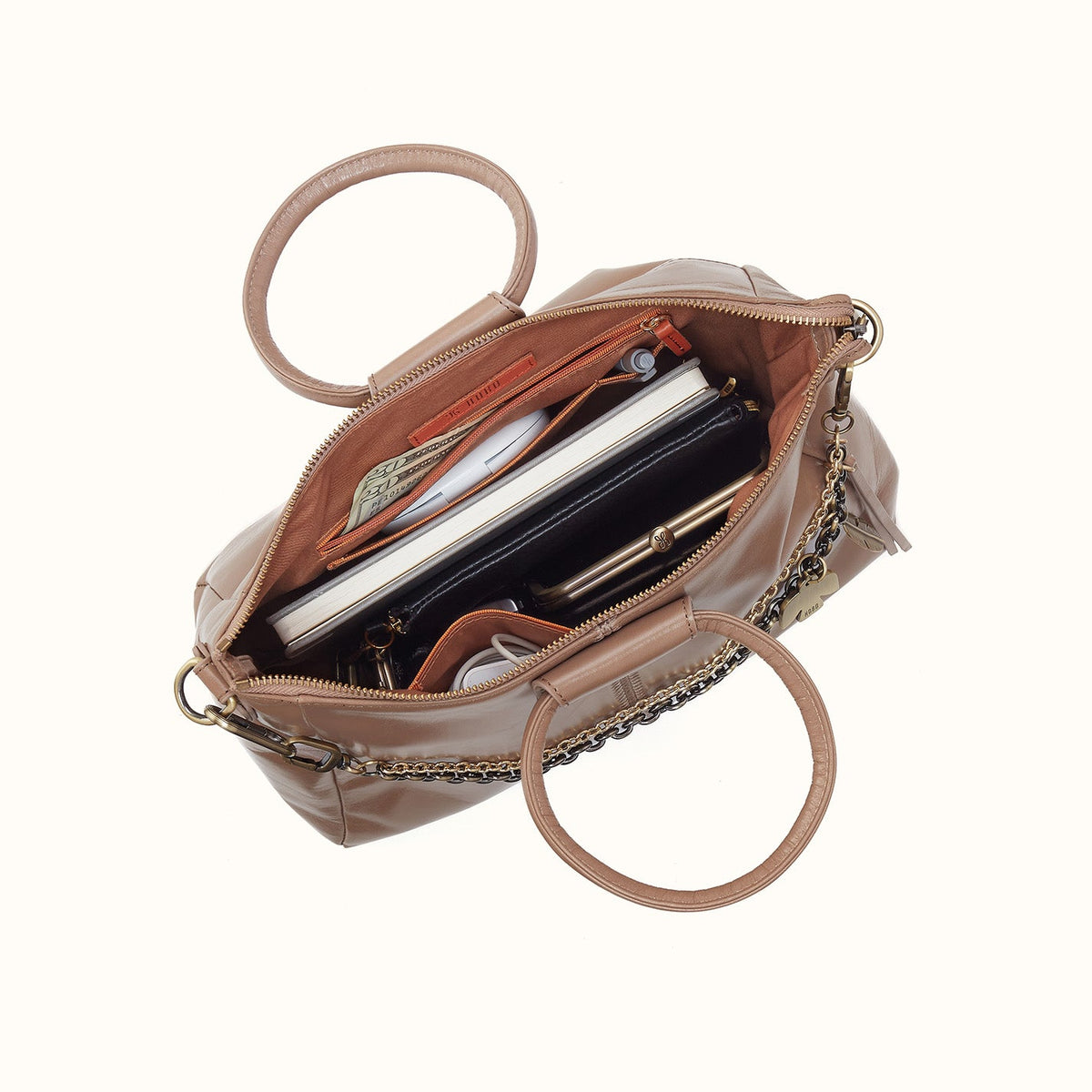 Sheila Medium Satchel In Polished Leather - Woodsmoke