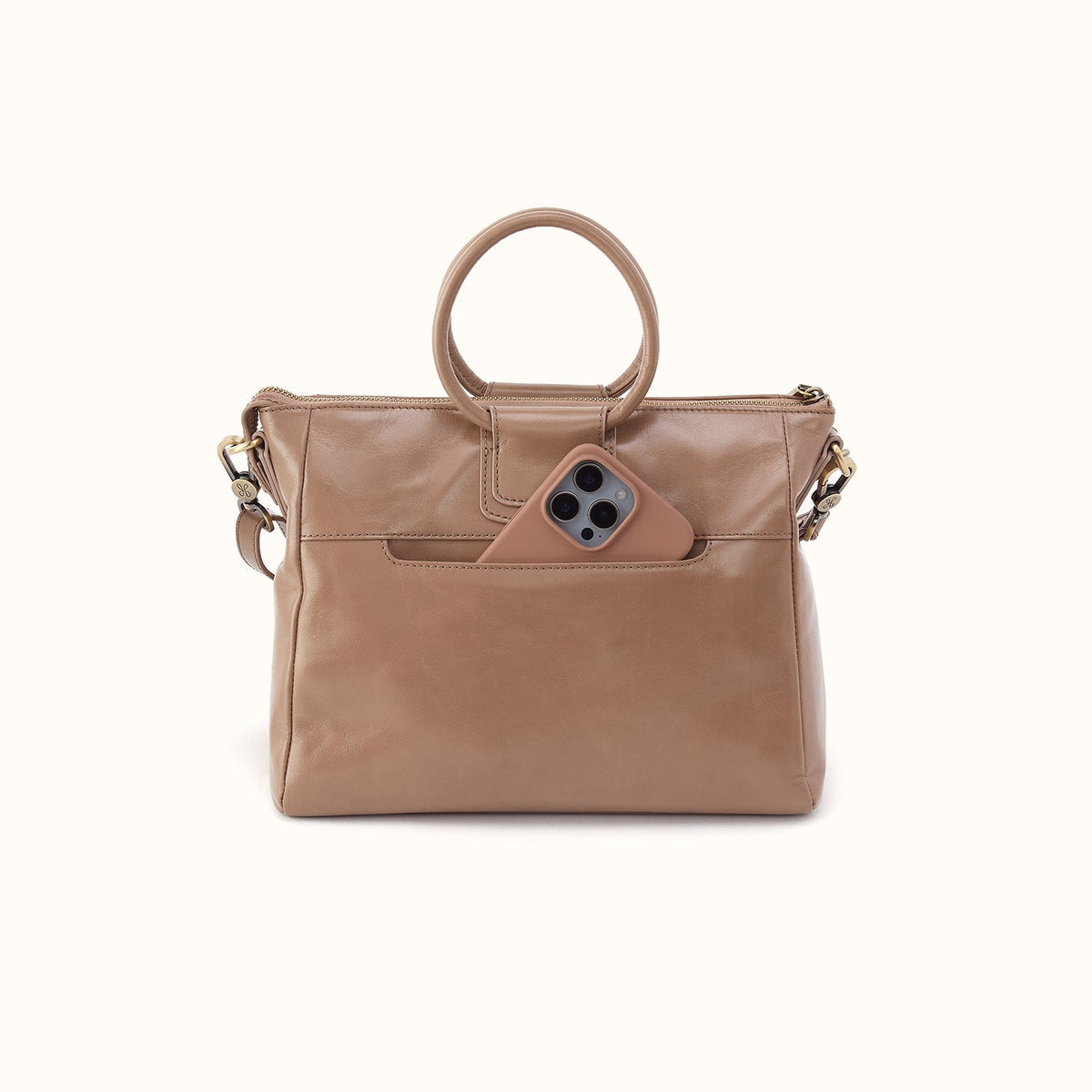 Sheila Medium Satchel In Polished Leather - Woodsmoke