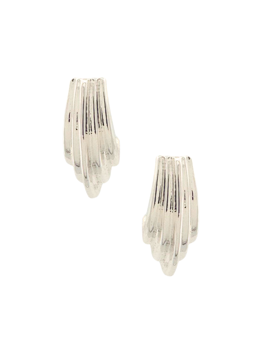 Rippling Curve Ribbed Drop Matte Earrings