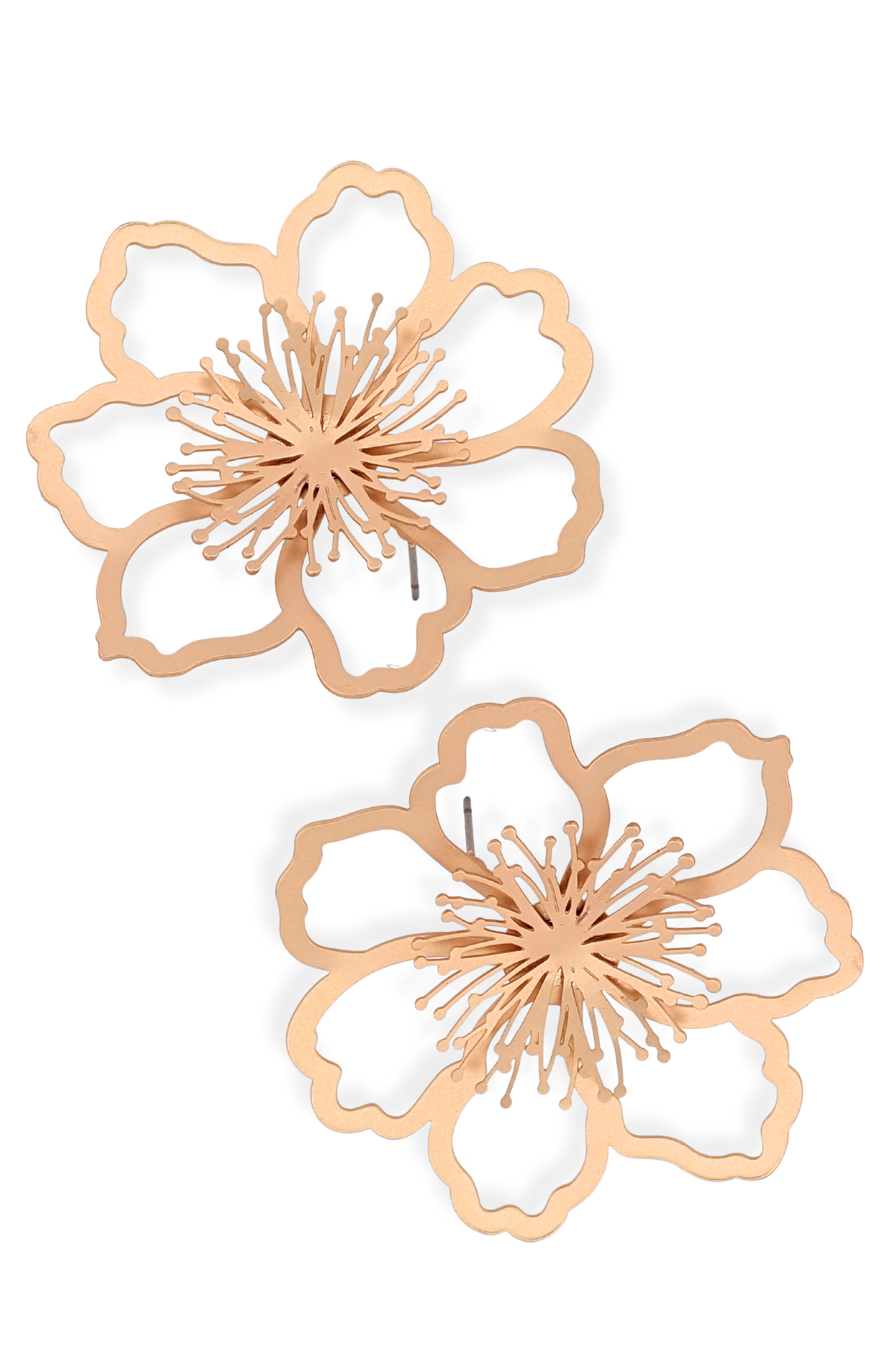 Dimensional Blossom Flower Post Back Earrings