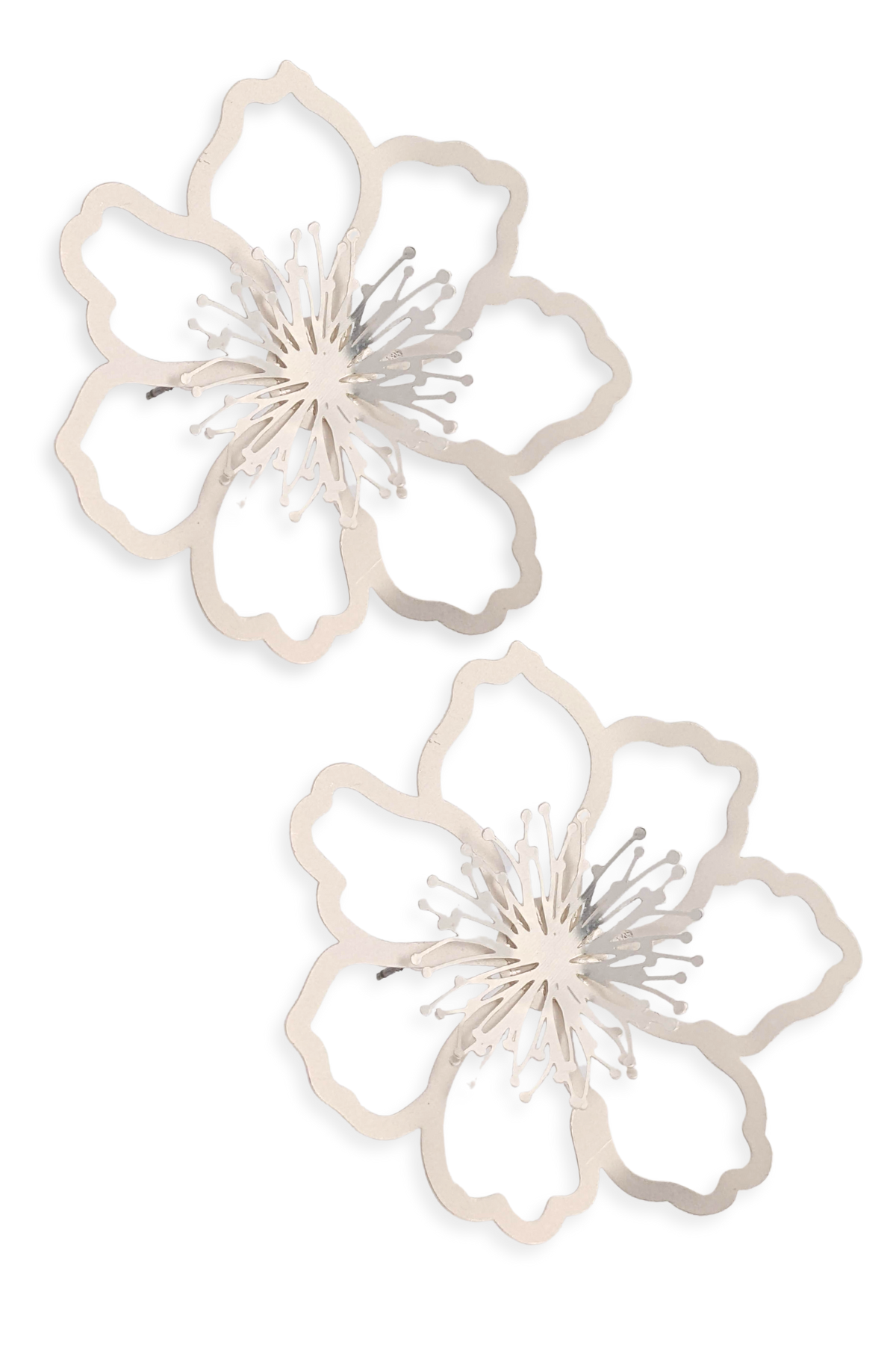 Dimensional Blossom Flower Post Back Earrings