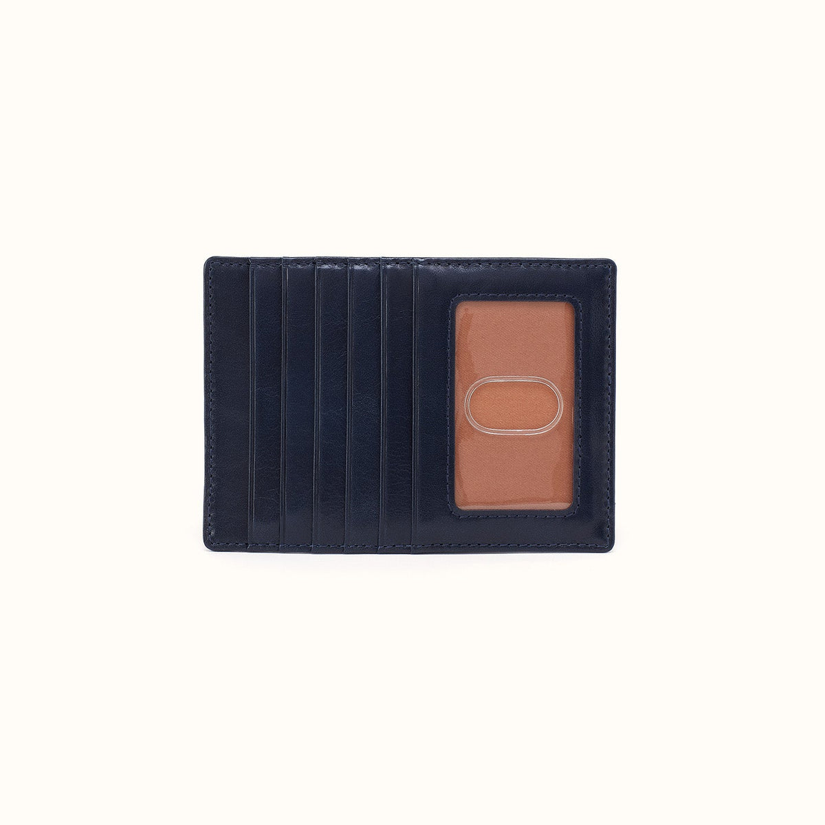 Euro Slide Card Case In Polished Leather - Ink Navy