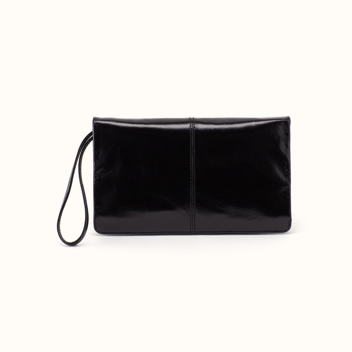 Evolve Wristlet In Polished Leather - Black