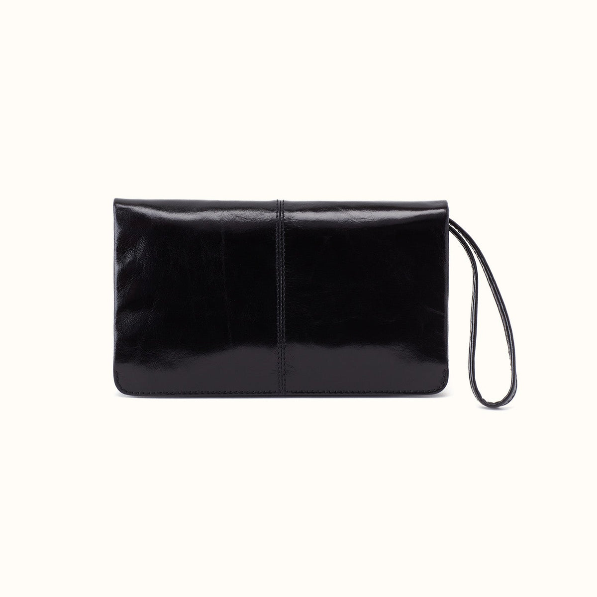 Evolve Wristlet In Polished Leather - Black