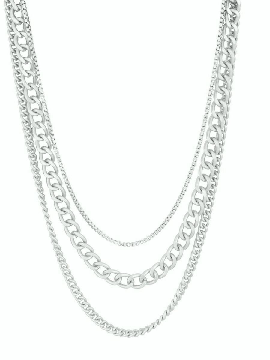 Triple Delight Box Cuban and Curb Style Chain Necklace