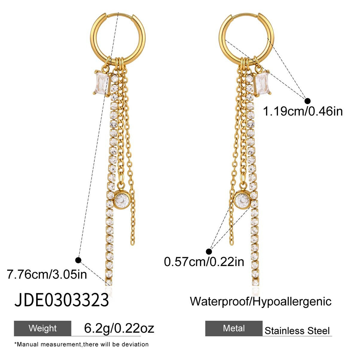 Zircon Tassel Drop Earrings