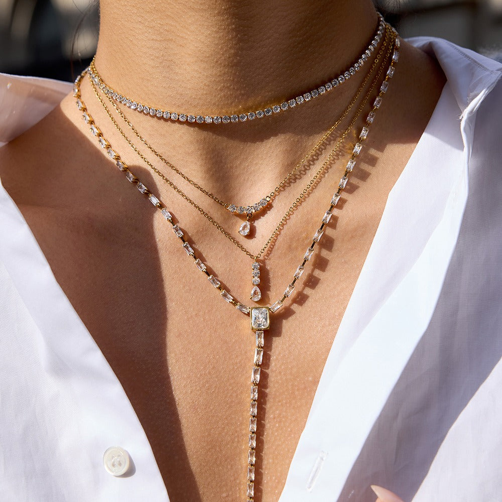 Mixed Zircon Pendant Necklace Collection
