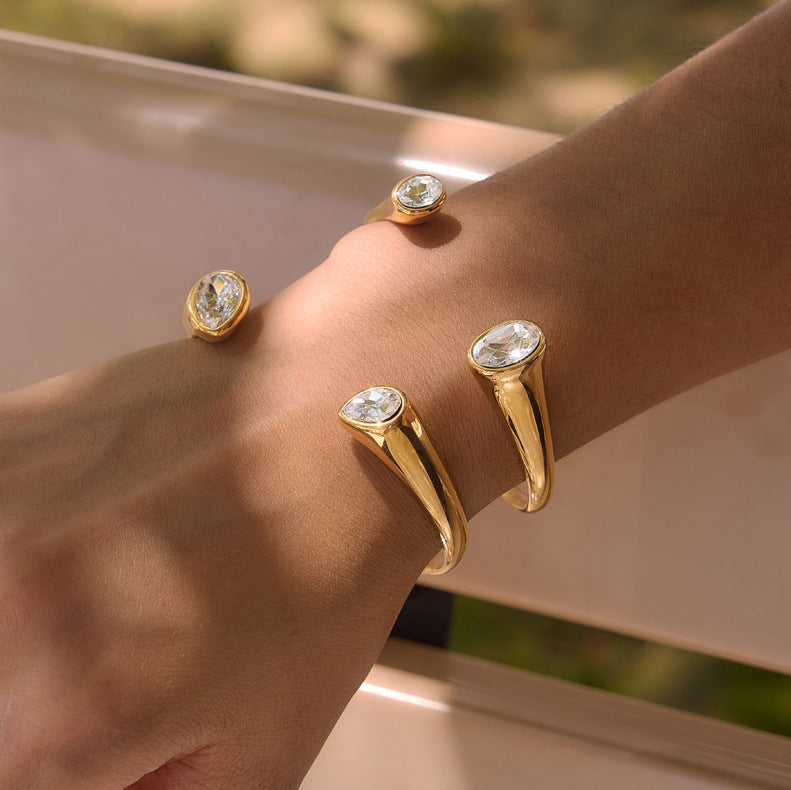 Bezel Zircon Open Bangle Collection