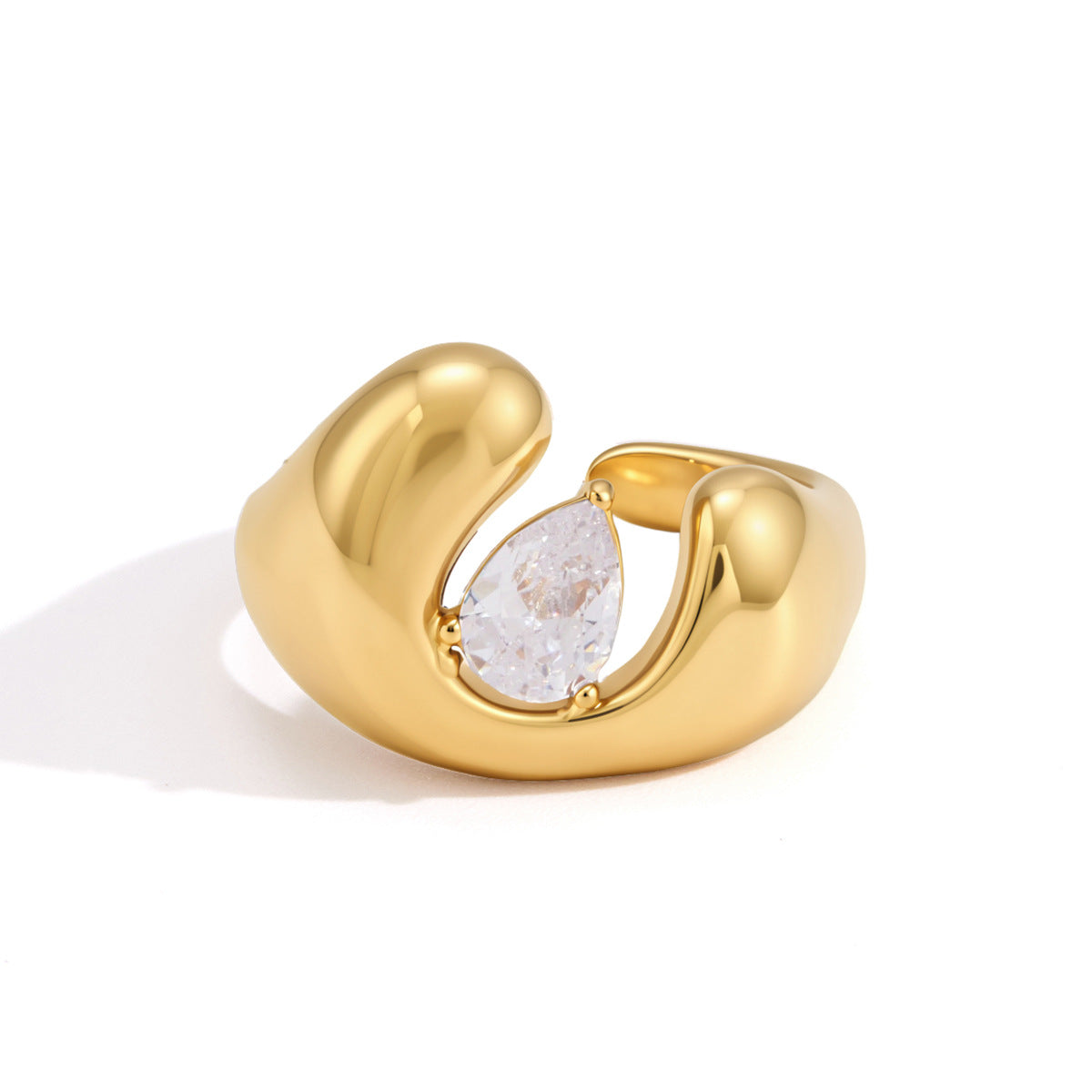 Horseshoe Zircon Open Ring