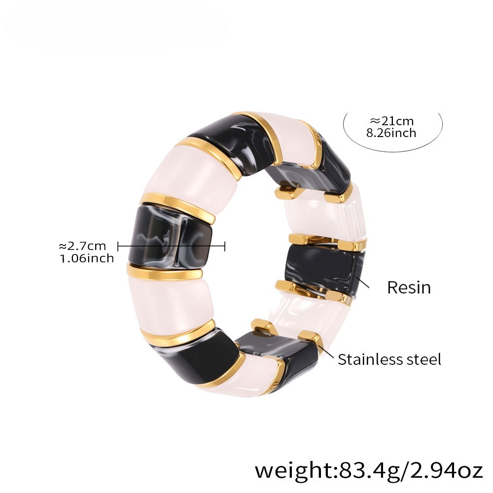 18k gold fashionable luxury resin elastic rope bracelet