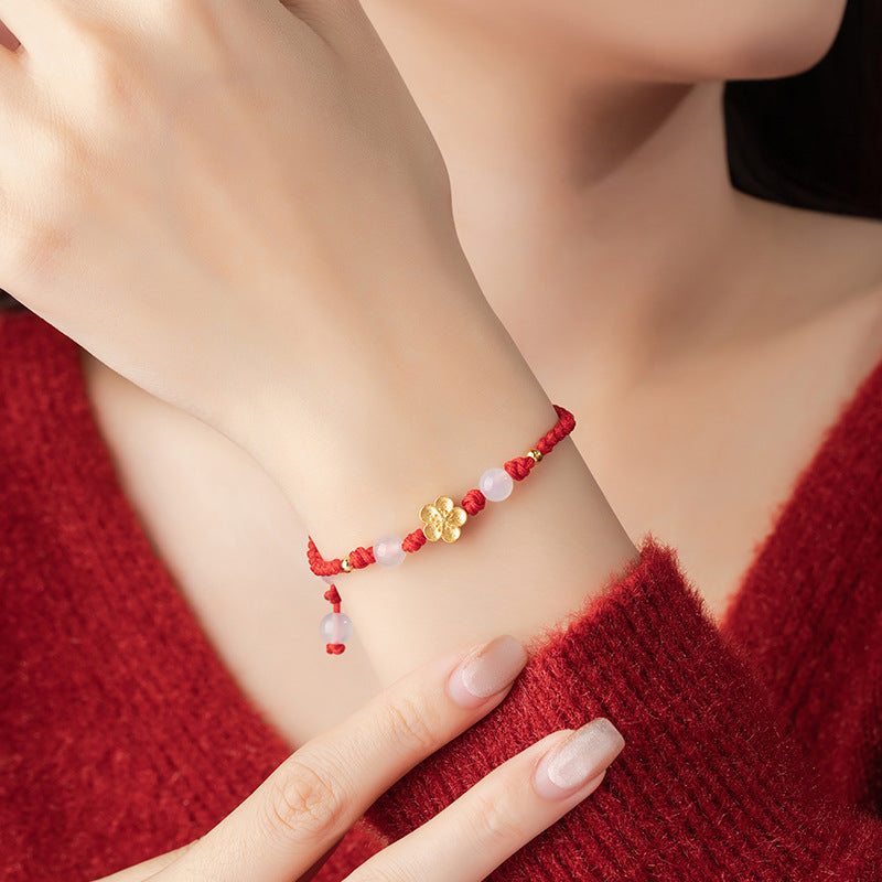 Peach Blossom Sterling Silver 925 Chalcedony Bracelet For Women