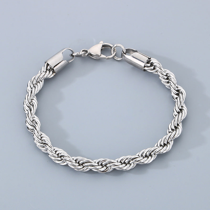 Stainless Steel Twist Chain Men's Bracelet Chain 18K Gold Button Chain Titanium Steel Manufacturer Non-Fading Cross-Border Fresh And Sweet