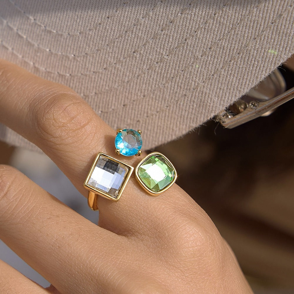 Color Stone Zircon Ring