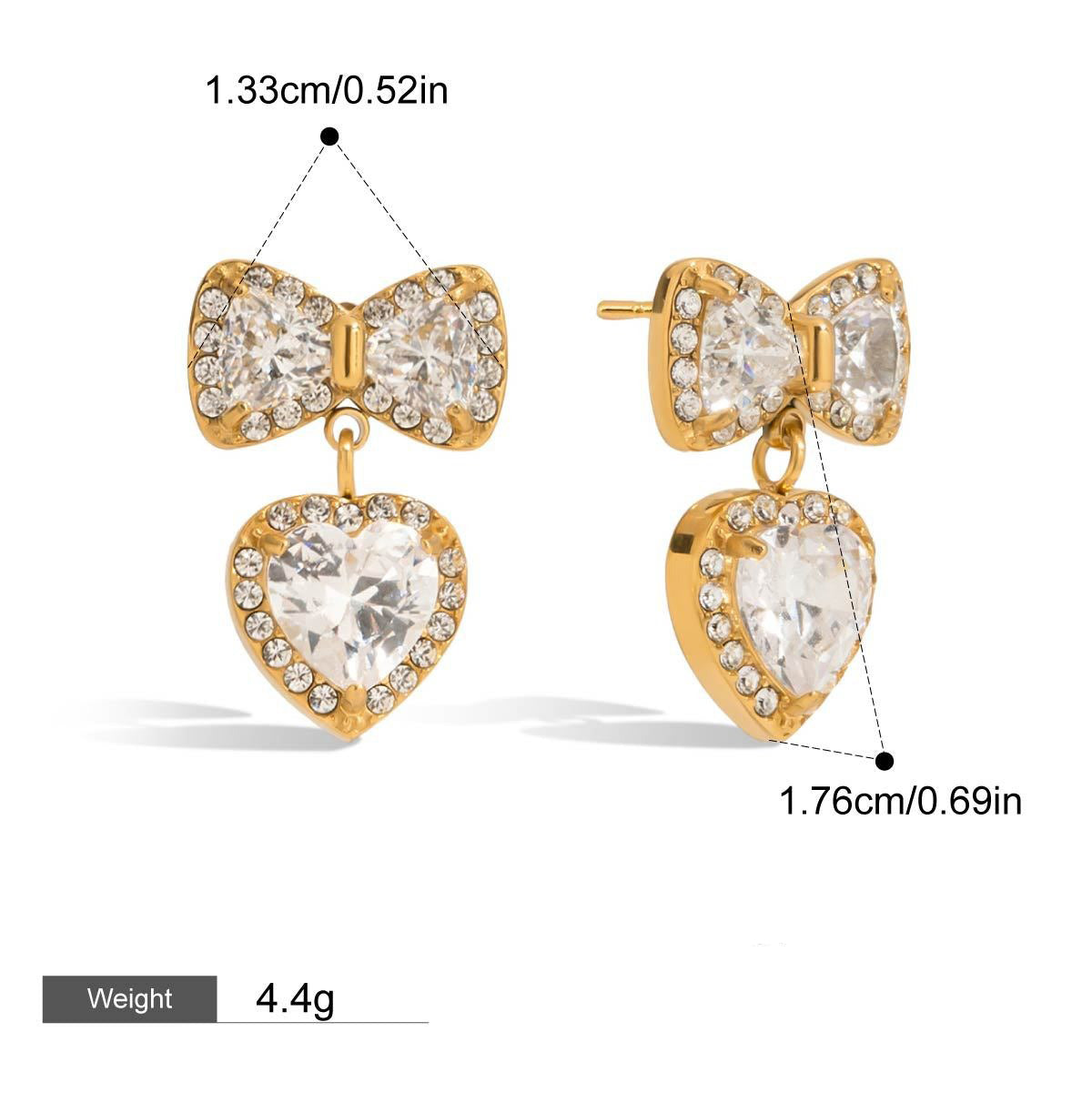 18K gold geometric inlaid gemstone design classic fashion earring ring set