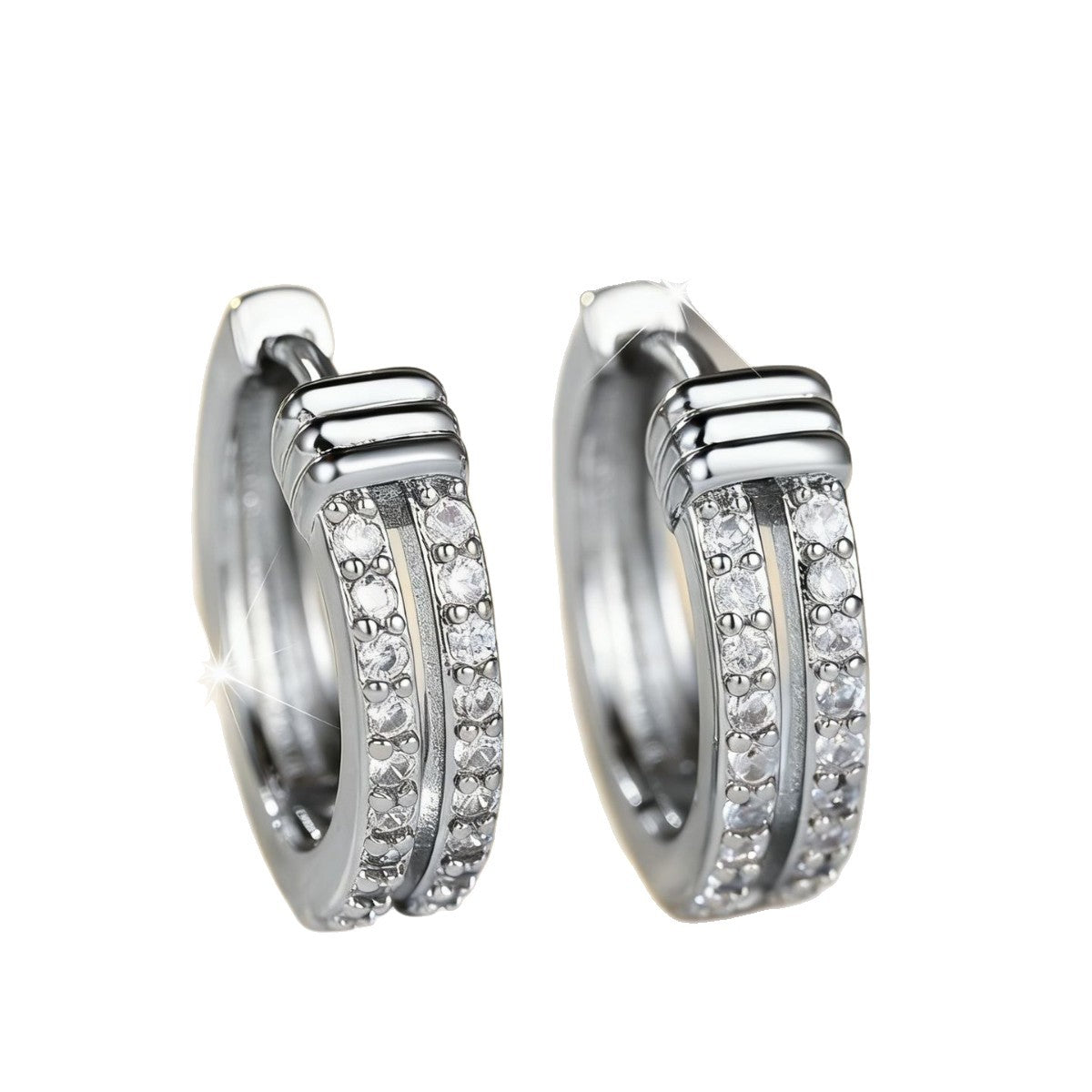 Light-luxury Double-row Fully Diamond Ear Clips