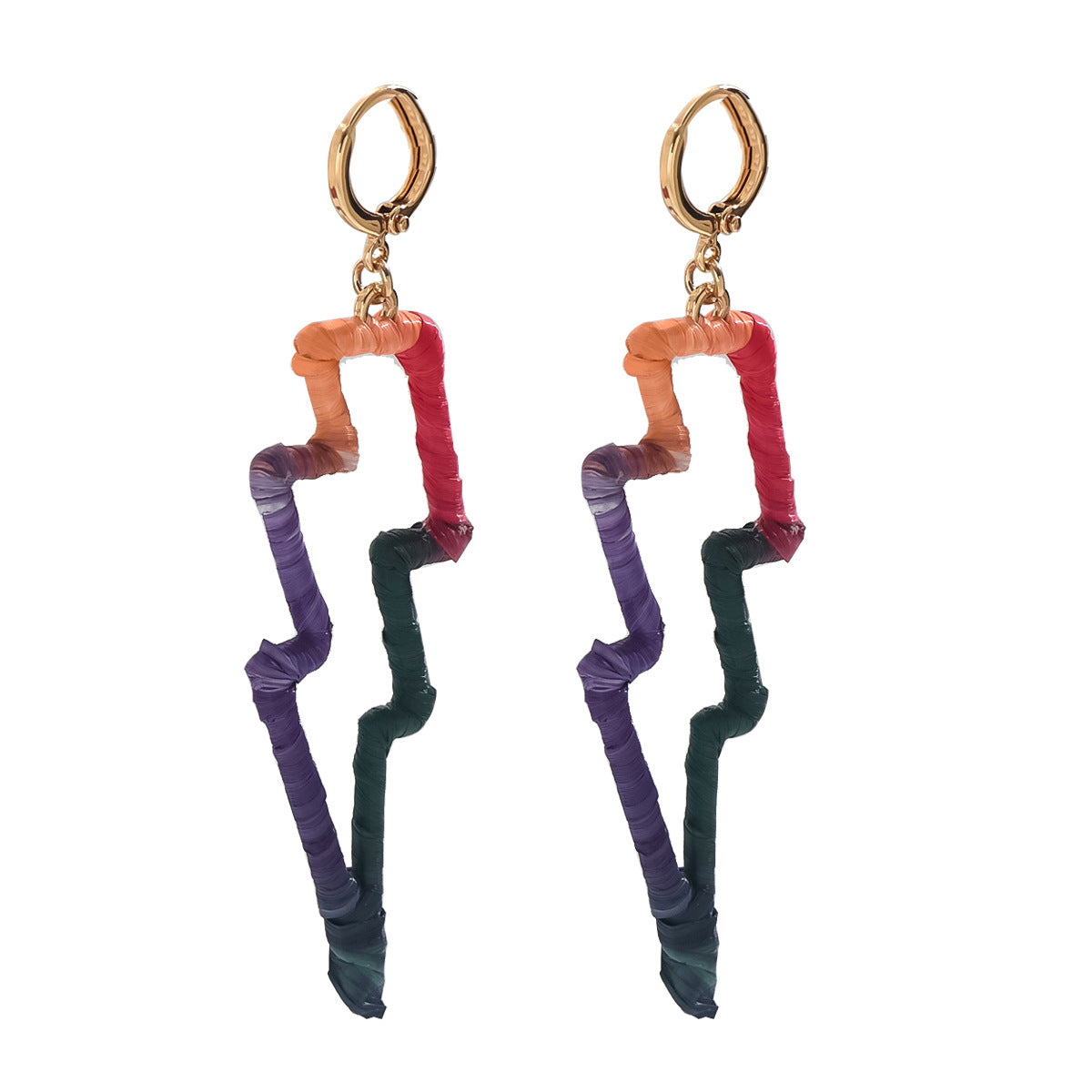 Ins Sweet Cool Spice Girl Style Women's Earrings American Style String Rope Design Earrings Distinctive Hip Hop Style Lightning Shape Earrings