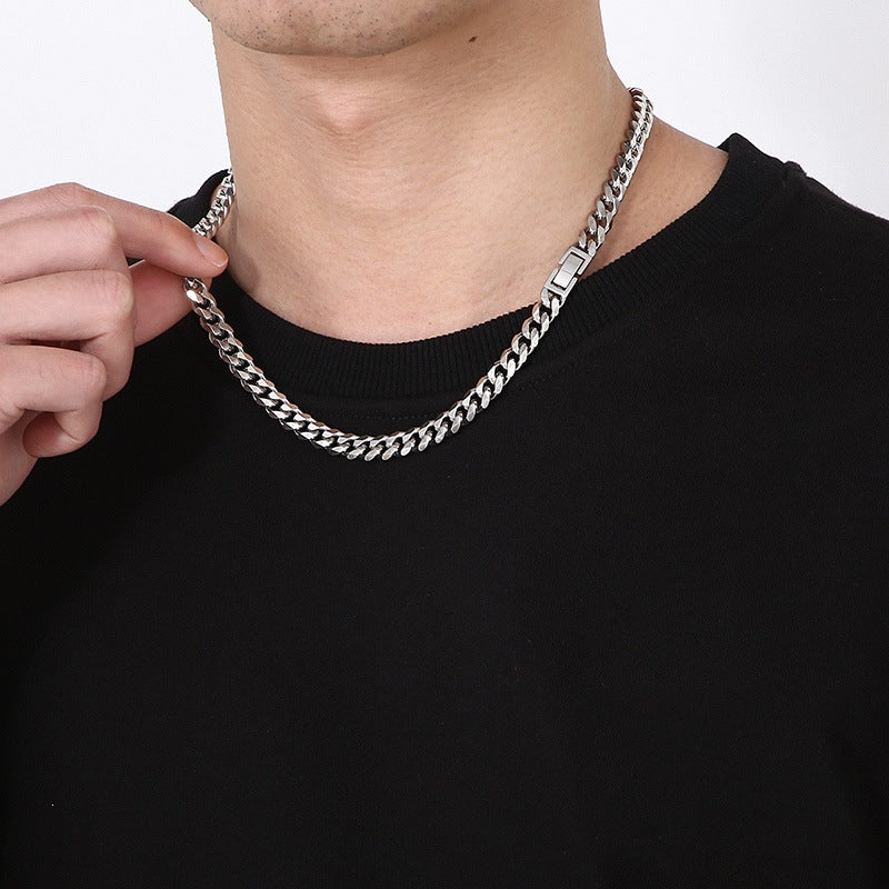 Polished Stainless Steel Cuban Chain Necklace