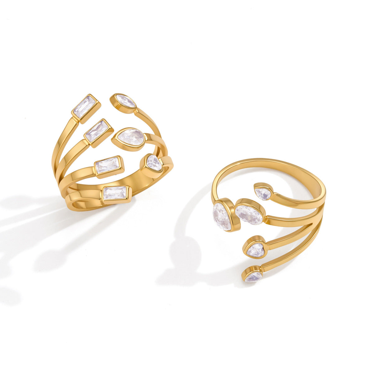 Split Band Zircon Open Ring Collection