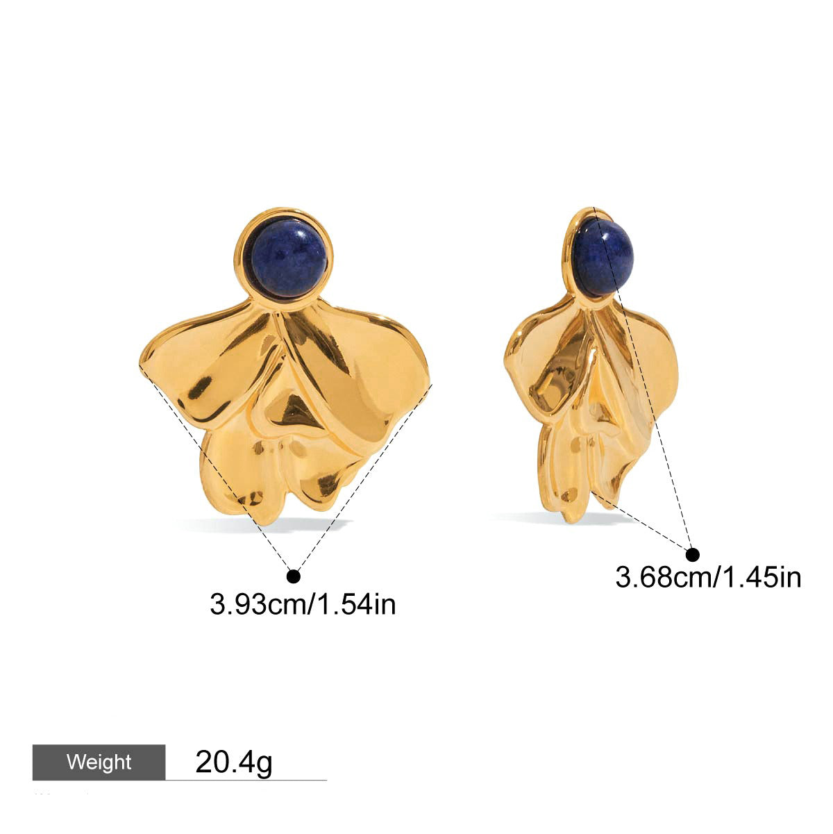 18K gold butterfly-shaped inlaid gemstone design trendy and personalized earrings