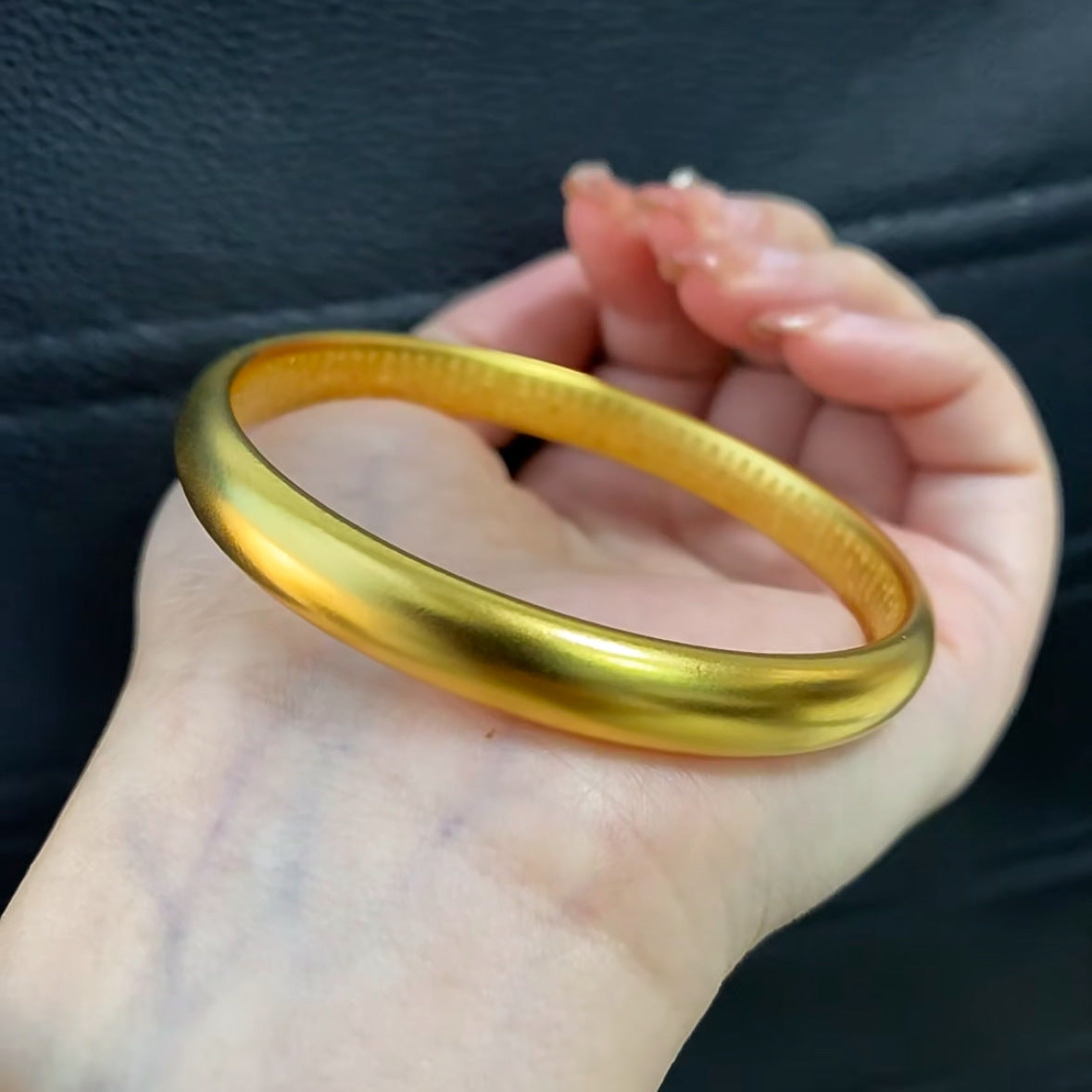24K Vacuum Electroplating  Solid Plain Ring Bracelet