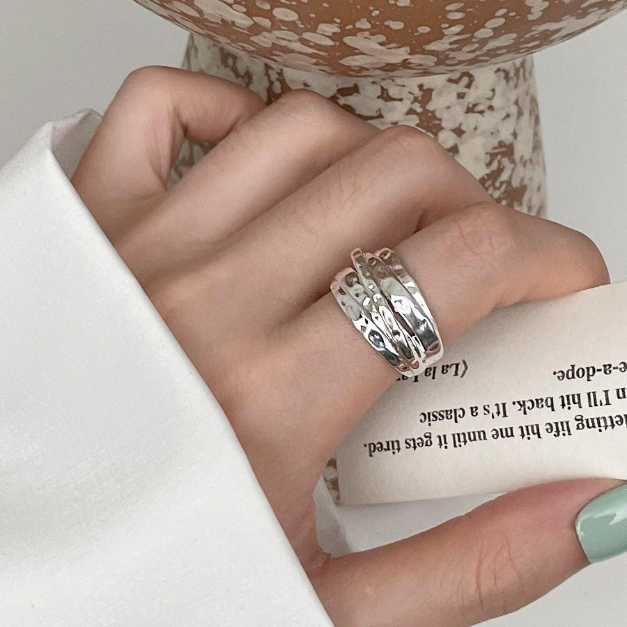 Light Luxury Heavy Craft Stackable 925 Sterling Silver Plain Band Zircon Ring For Ladies, Niche Tarnish Resistant Finger Ring Wholesale