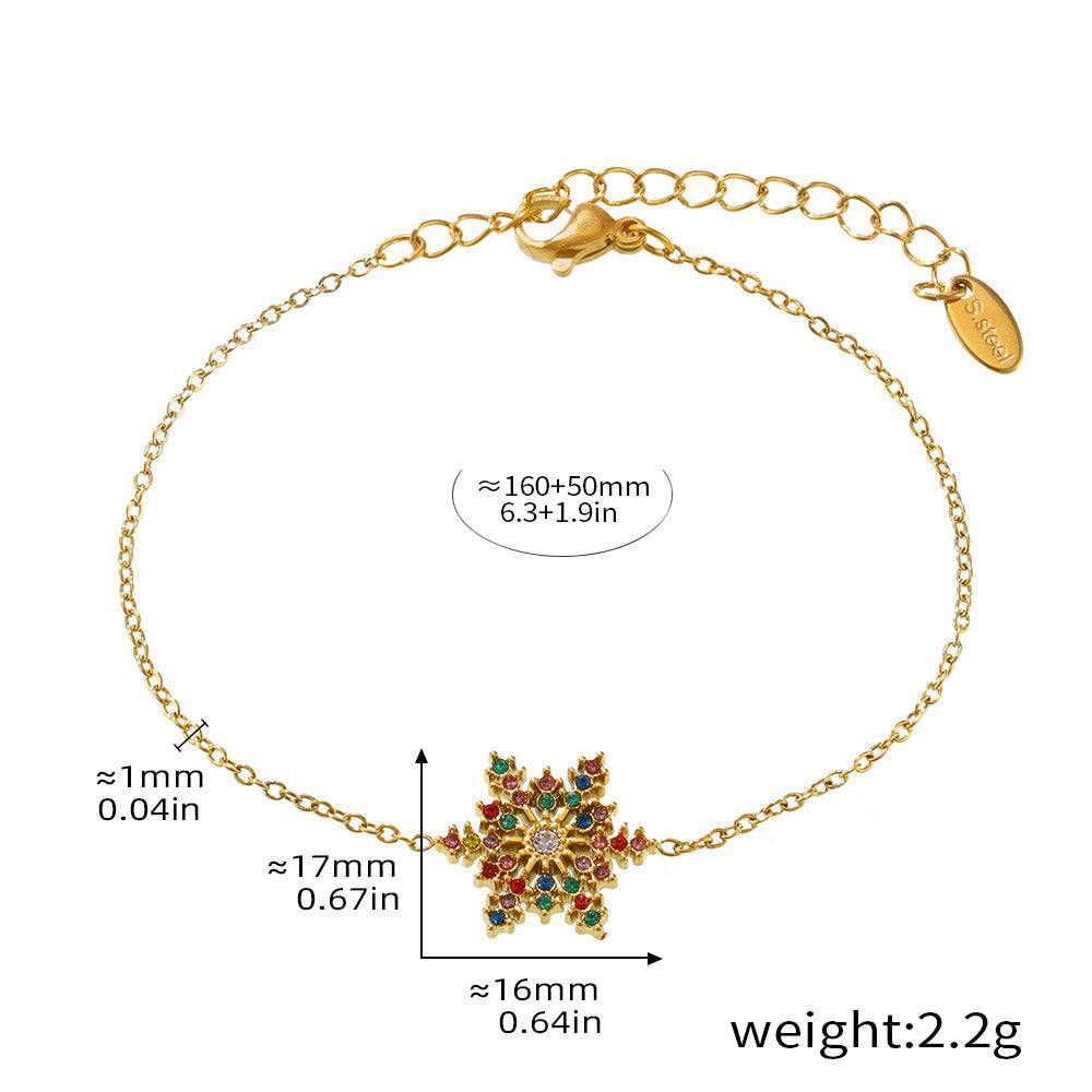 18K gold snowflake-shaped gemstone-inlaid luxury bracelet