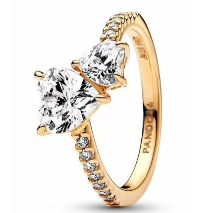 925 Silver Diamond-Encrusted Heart And Butterfly Minimalist Ring