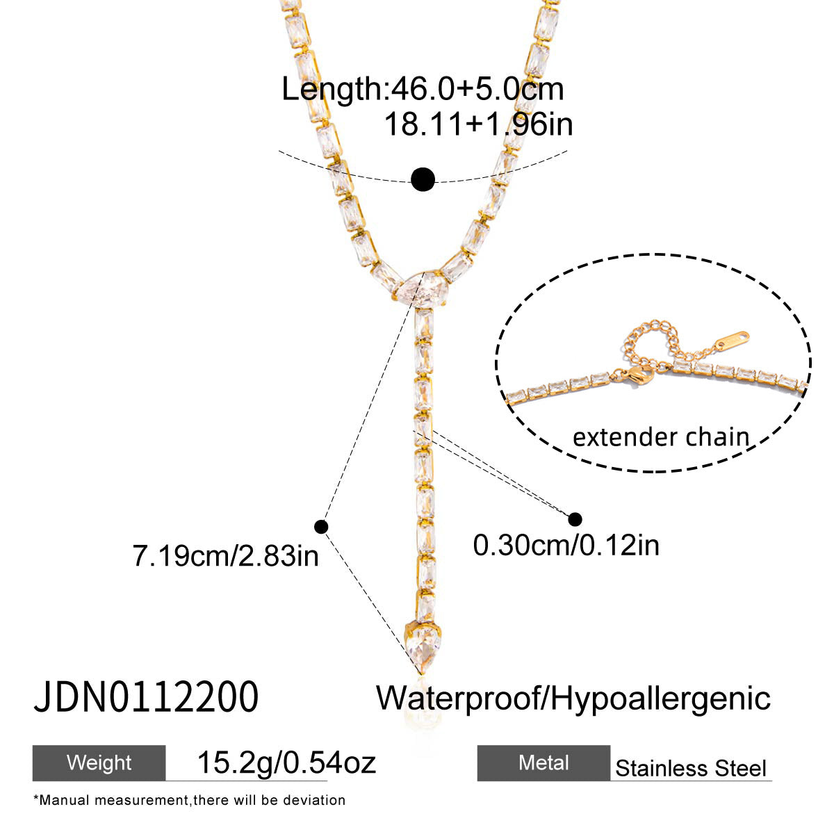 Snake Zircon Y Necklace