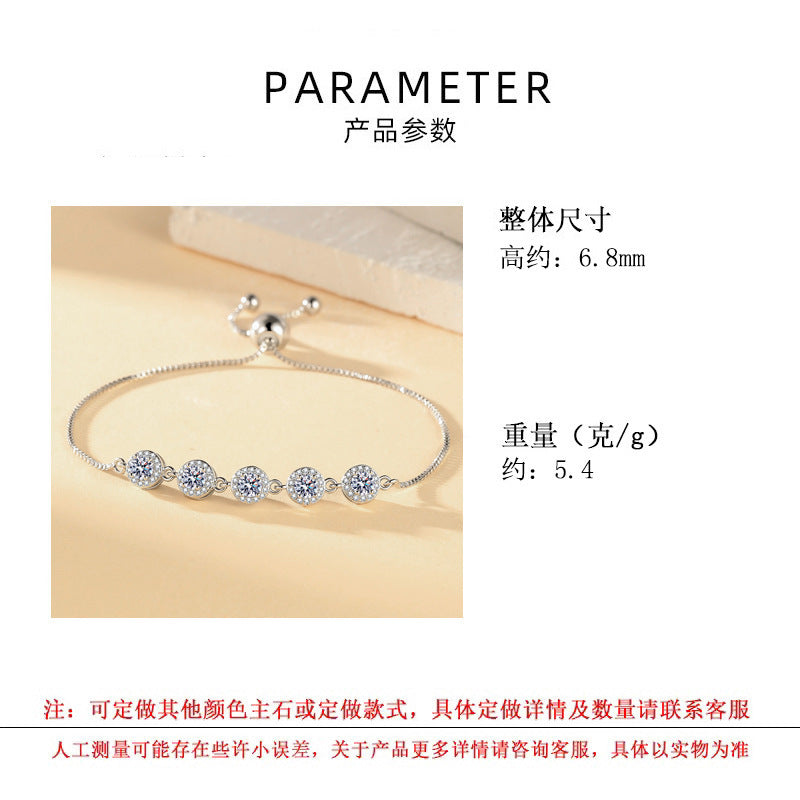 Korean Style New Adjustable Pull Slide Bracelet For Women, Stainless Steel Inlaid Zircon Bangle, Wholesale Ready Stock