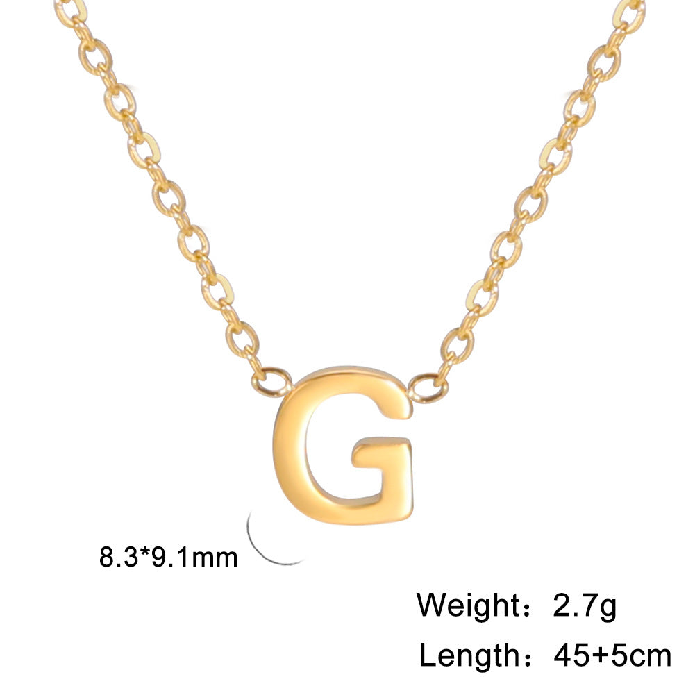 Hot-Selling Welded 26 Letters 18K Real Gold Electroplated Non-Fading Small Pendant Jewelry 304 Material Stainless Steel Necklace
