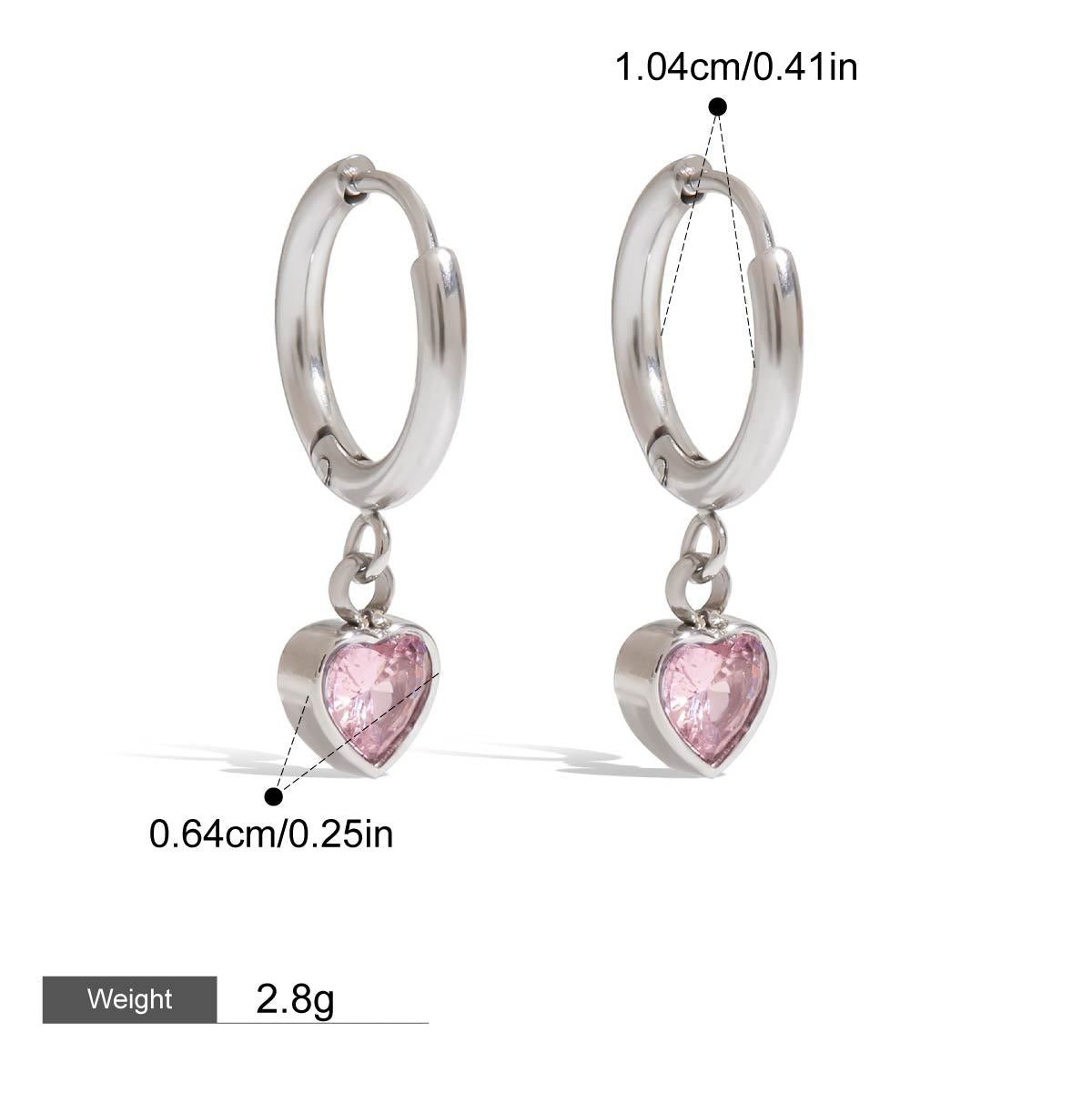 Heart-shaped earrings inlaid with gemstones, exquisite and dazzling