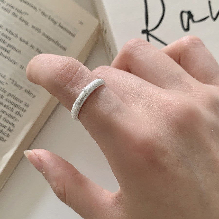High Sense Star Open Ring For Women, INS Niche Brushed Texture Luxury Adjustable Index Finger Statement Ring